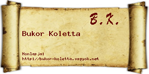 Bukor Koletta névjegykártya